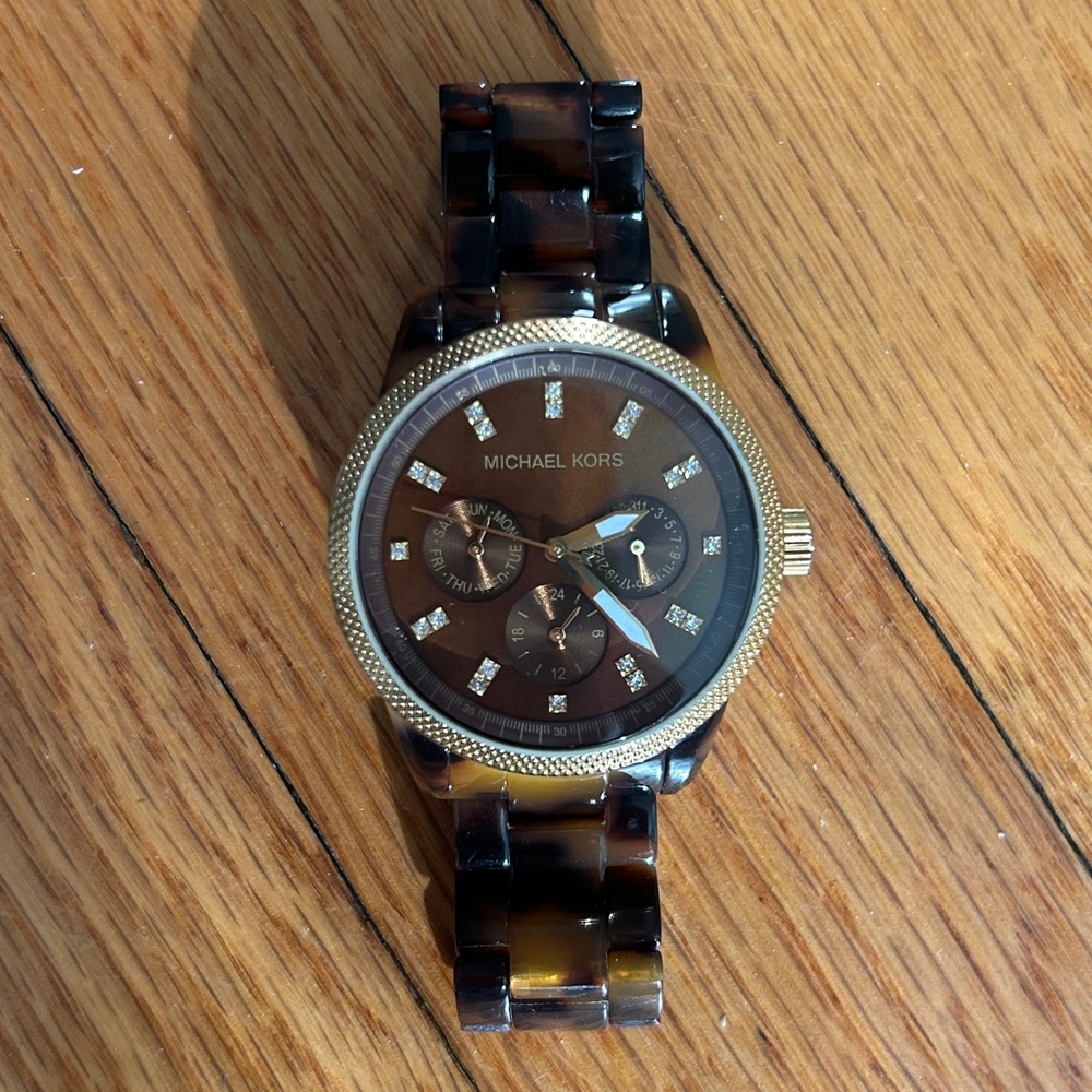 Michael Kors Tortoise and Gold Watch